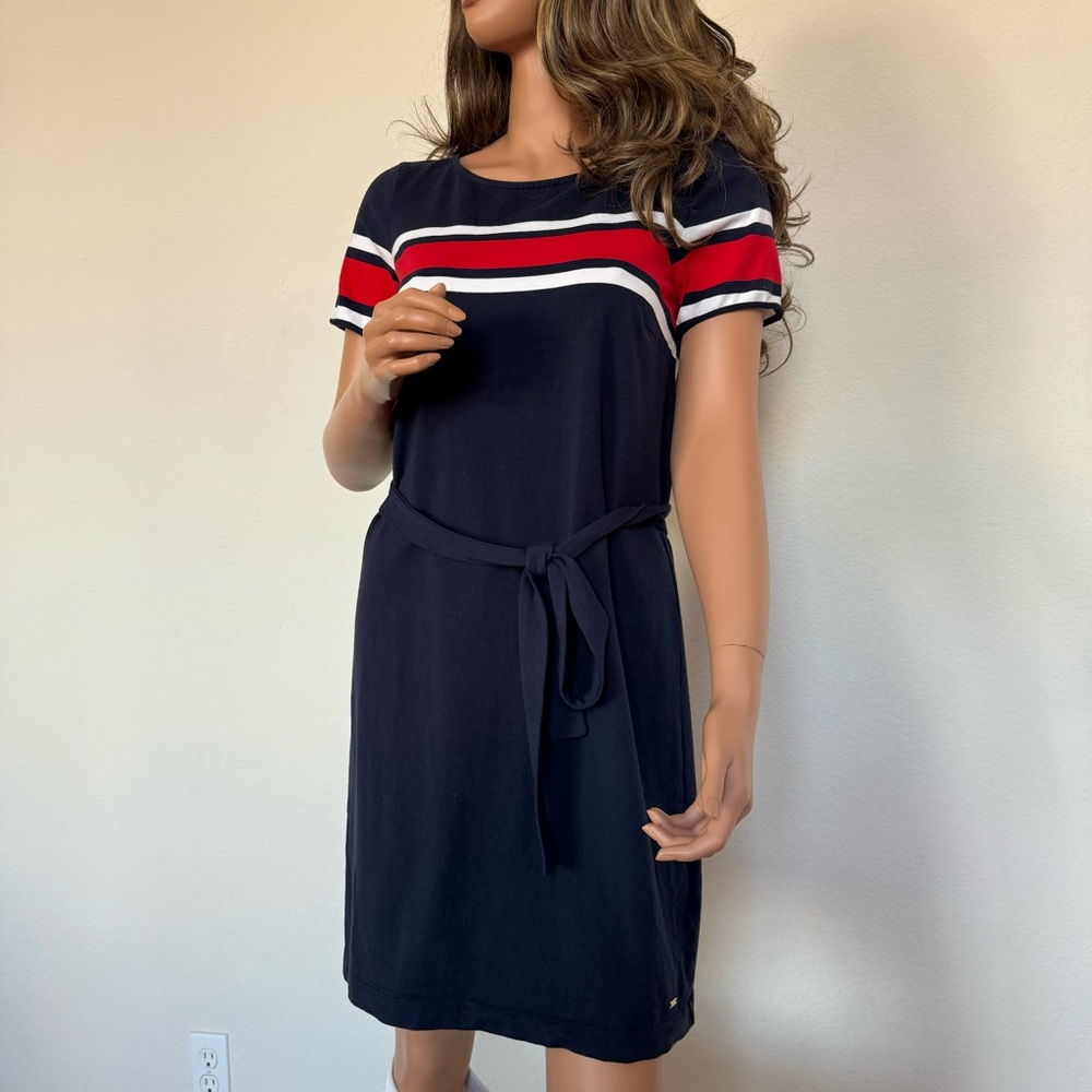 Tommy Hilfiger T Shirt Dress Navy Red Blue Cotton Short Sleeve Small